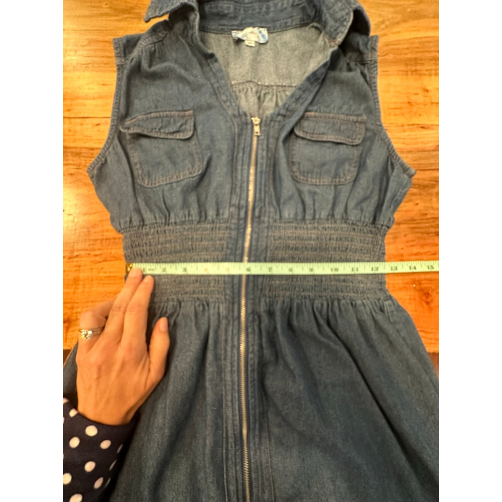 J. Gee Denim Mini Dress Medium Blue Sleeveless Zip Y2K - Picture 9 of 10